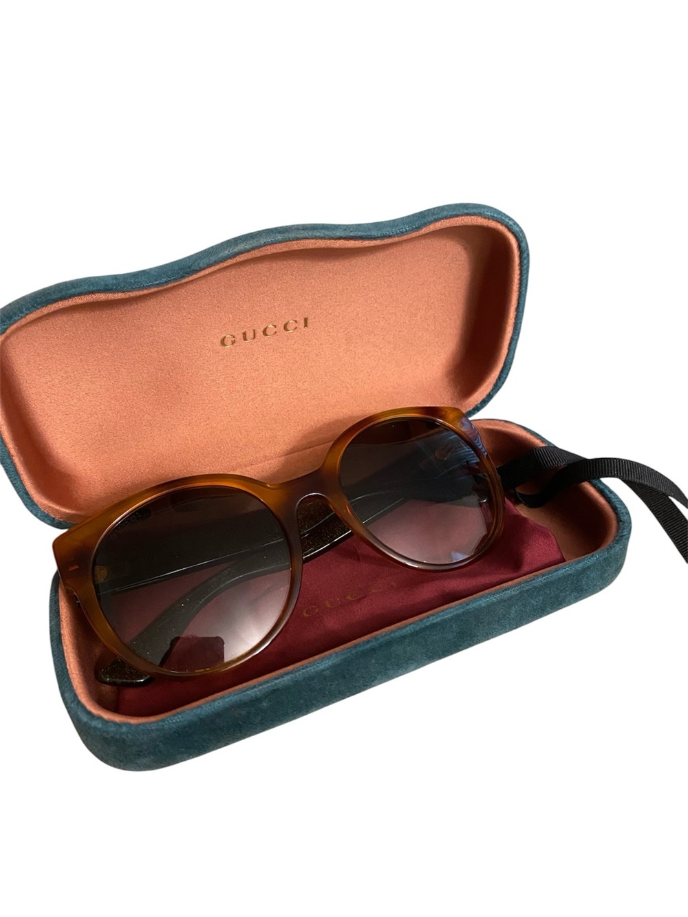 Gucci Brown Tortoiseshell Oversized Sunglasses with Case